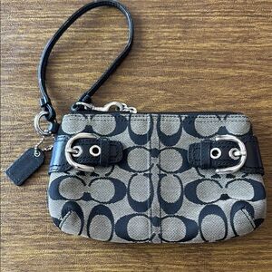 Coach Black and Beige/grayish Signature Wristlet